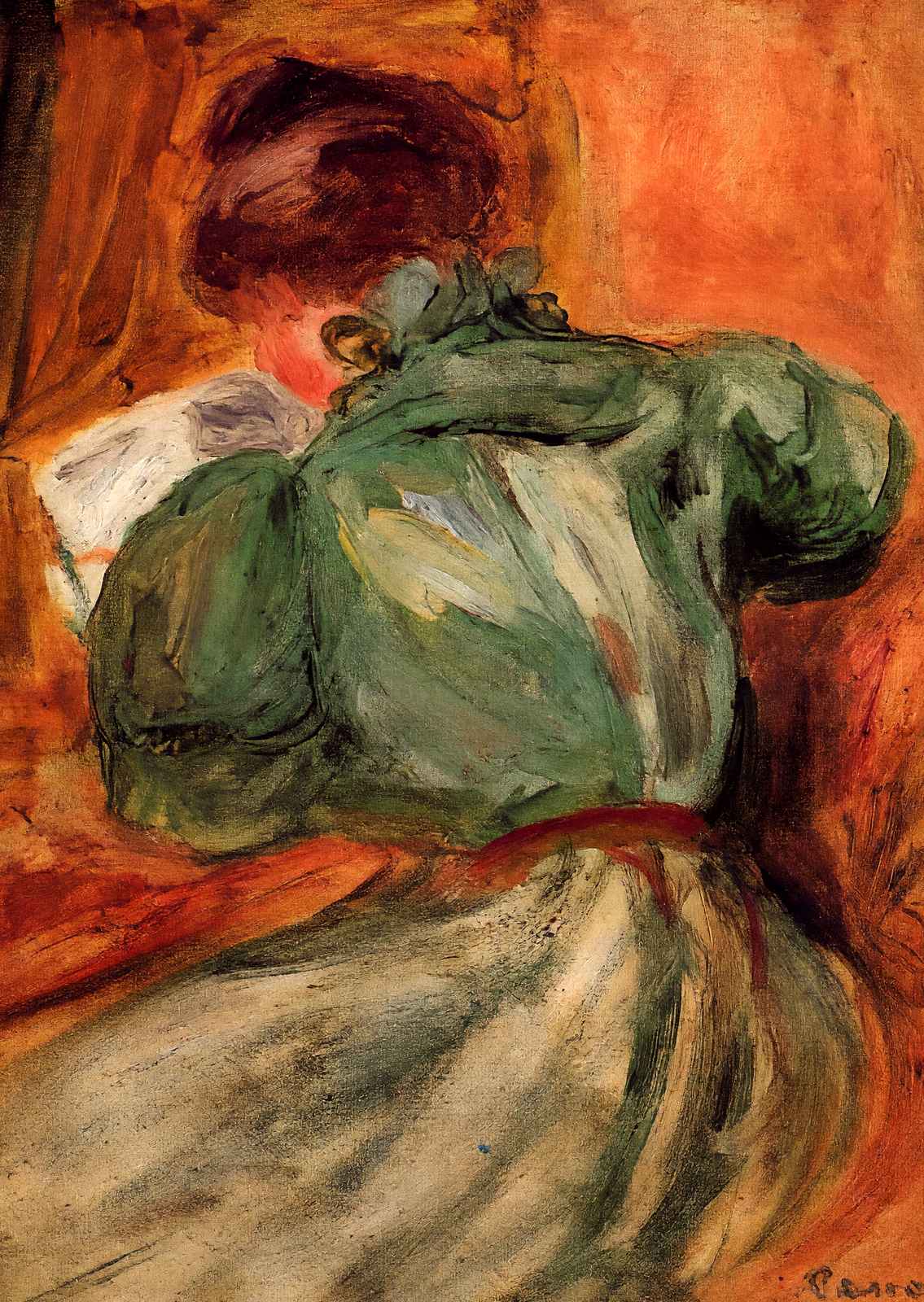 Reader in Green 1894 Painting by Pierre-Auguste Renoir Art Print (6 Sizes)