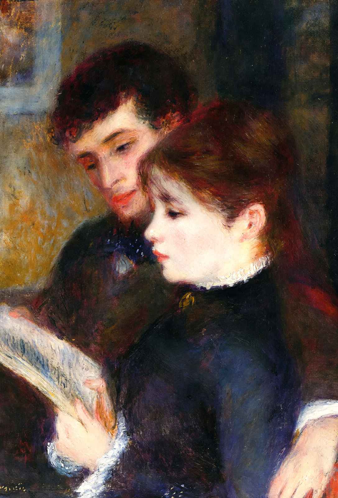 Reading Couple (Edmond Renoir and Marguerite Legrand) 1877 Art Print (6 Sizes)
