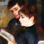 Reading Couple (Edmond Renoir and Marguerite Legrand) art print by Pierre-Auguste Renoir (1877)