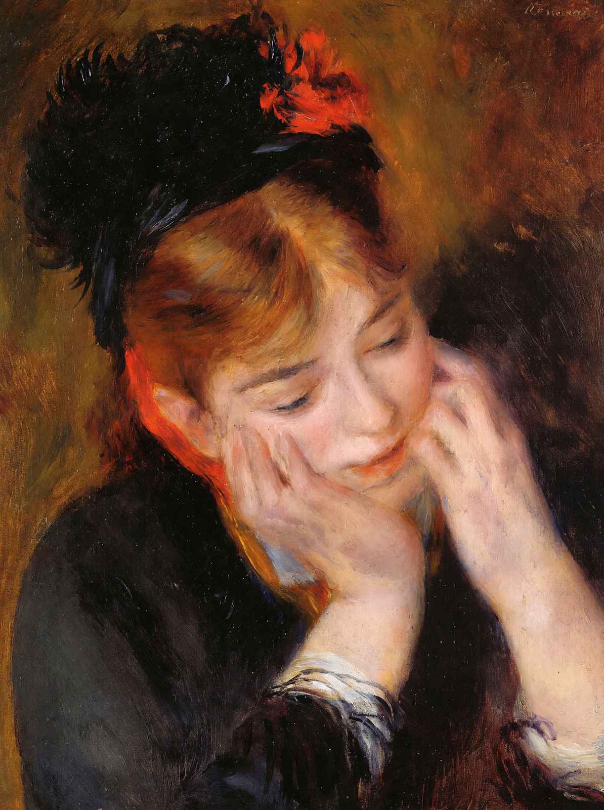 Reflection 1877 Painting by Pierre-Auguste Renoir Fine Art Print (6 Sizes)