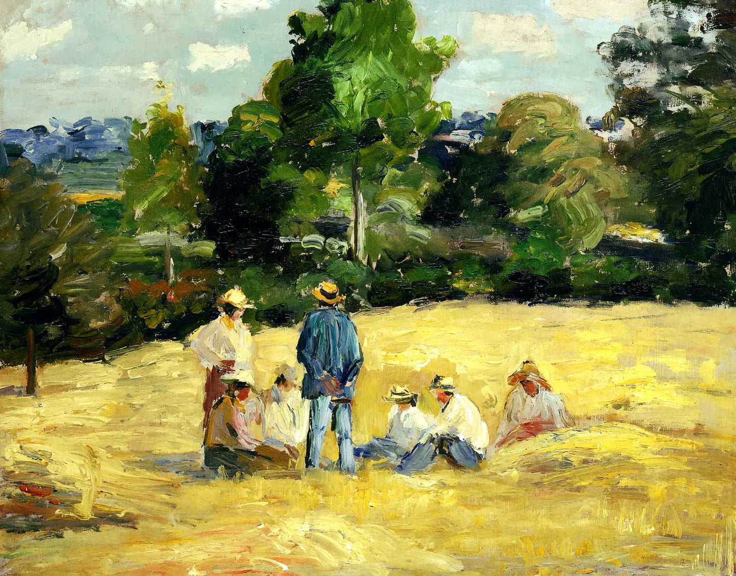Resting Harvesters, Montfoucault Art Print 1875 by Camille Pissarro (6 Sizes)