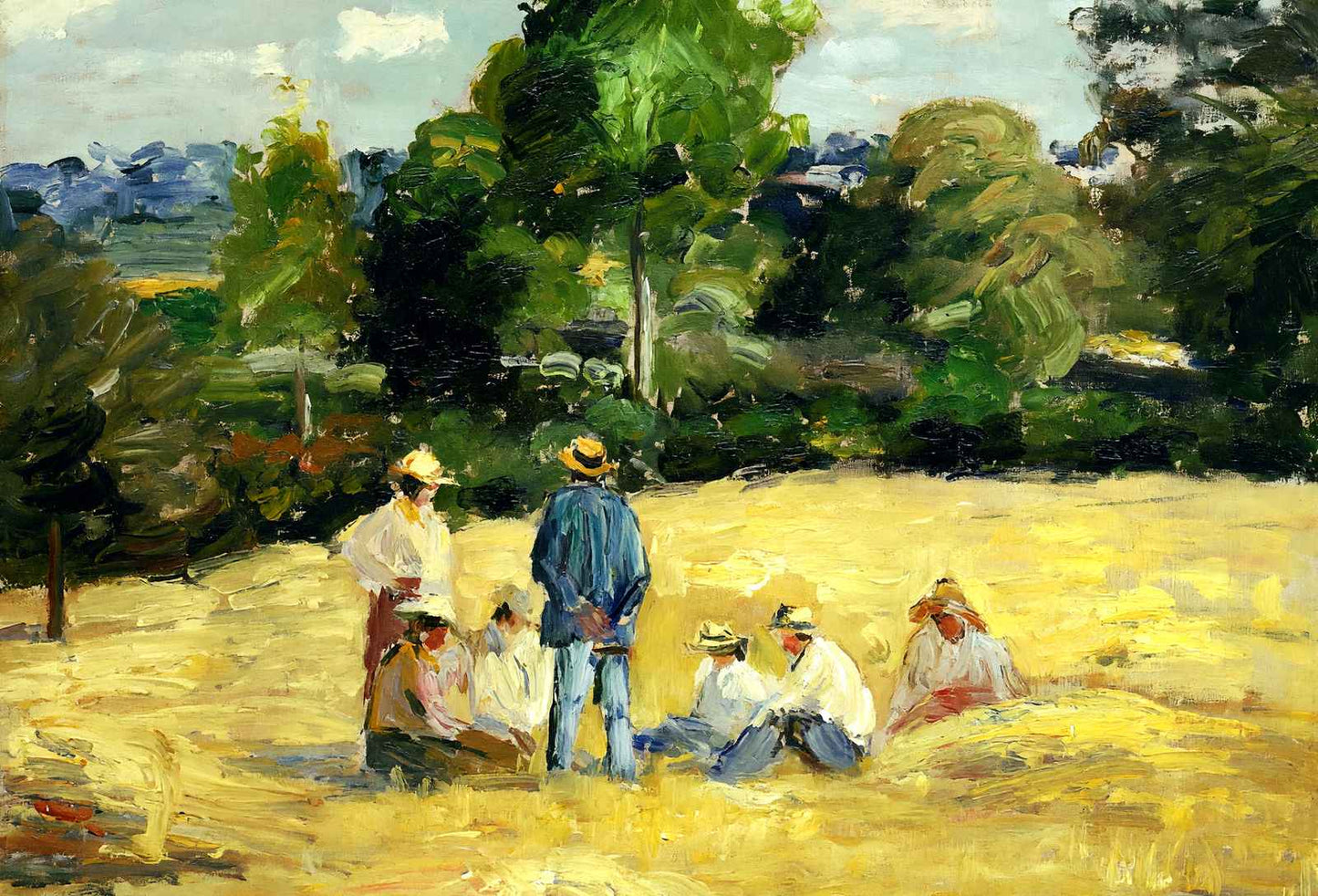 Resting Harvesters, Montfoucault Art Print 1875 by Camille Pissarro (6 Sizes)