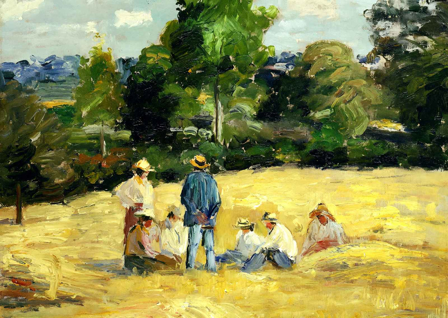 Resting Harvesters, Montfoucault Art Print 1875 by Camille Pissarro (6 Sizes)