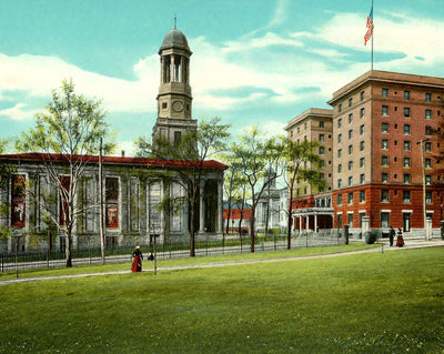 St Paul's Church and Hotel vintage print