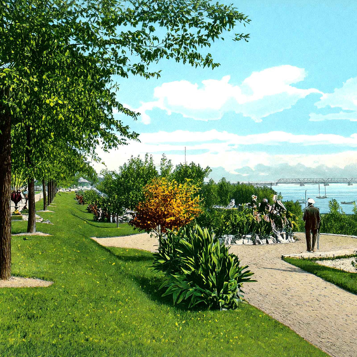 Riverside Park Toledo Ohio in 1906 Vintage Print (7 Sizes) - Restored