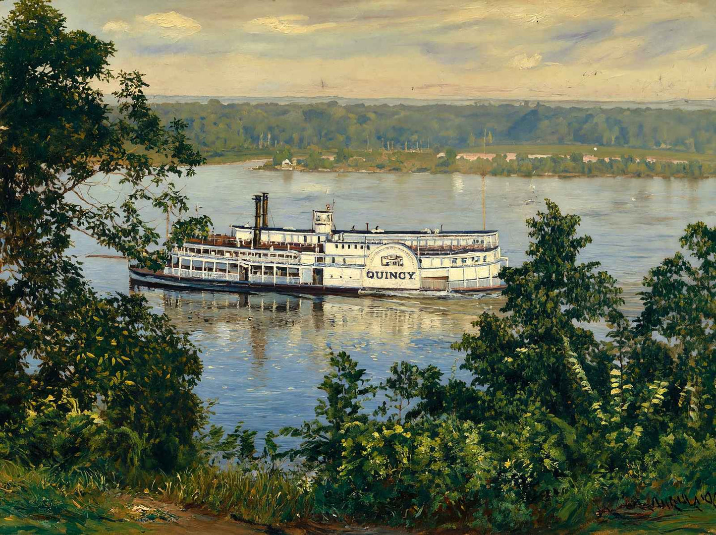 River View Crapo Park Burlington Iowa in 1905 Art Print (7 Sizes)