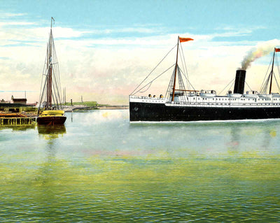 River Front in Jacksonville in 1907 vintage print