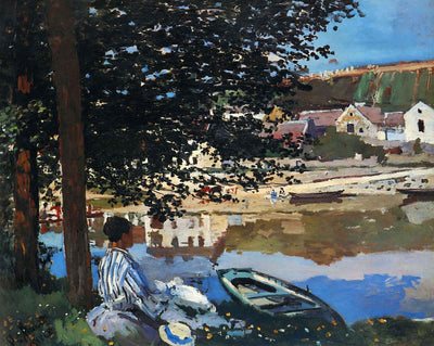 River Scene at Bennecourt art print by Claude Monet (1868)