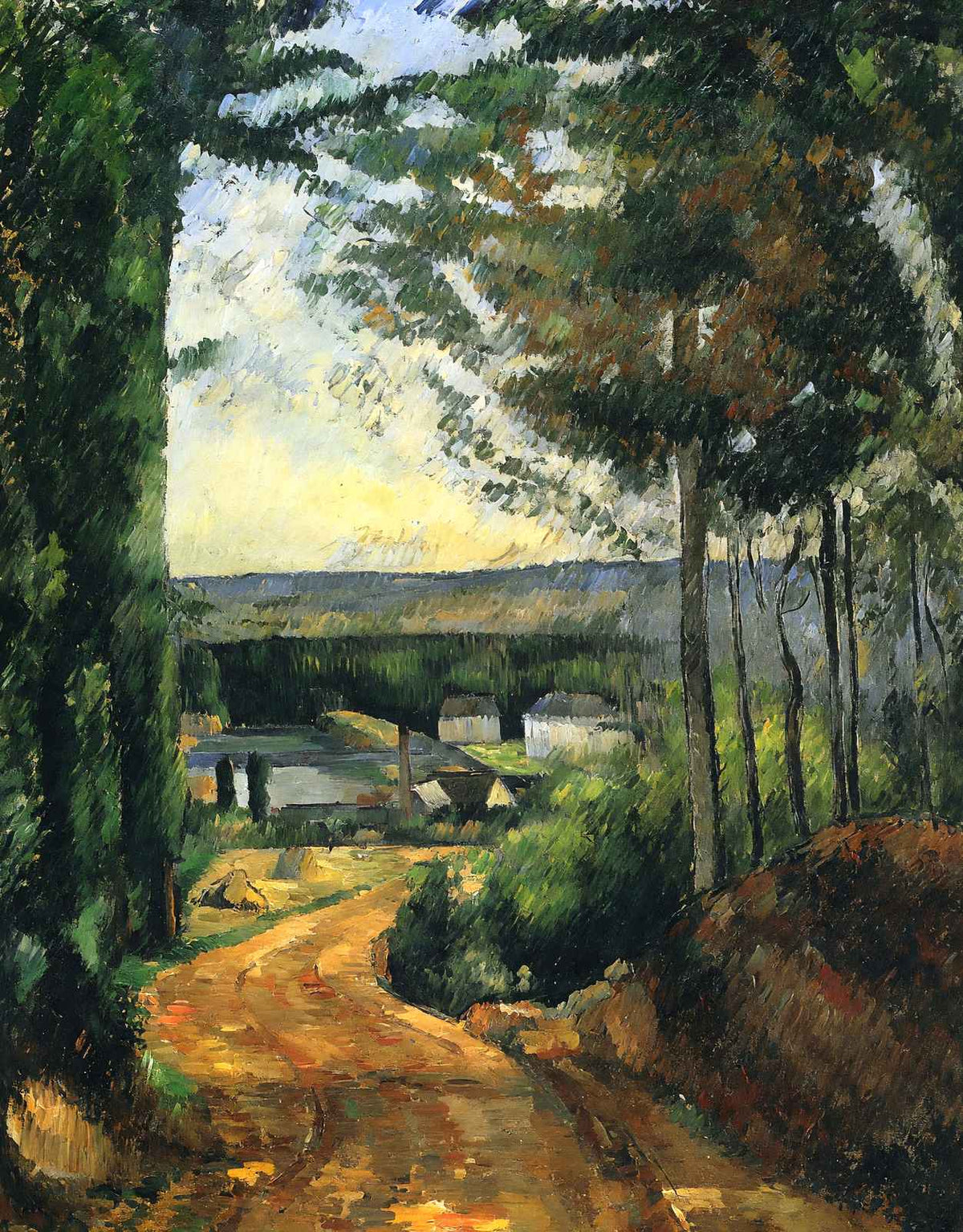 Road, Trees and Lake Fine Art Print 1882 Painting by Paul Cezanne (6 Sizes)