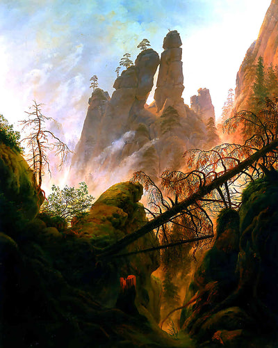 Rocky Ravine Painting by Caspar David Friedrich 8x10" Art Print - Restored