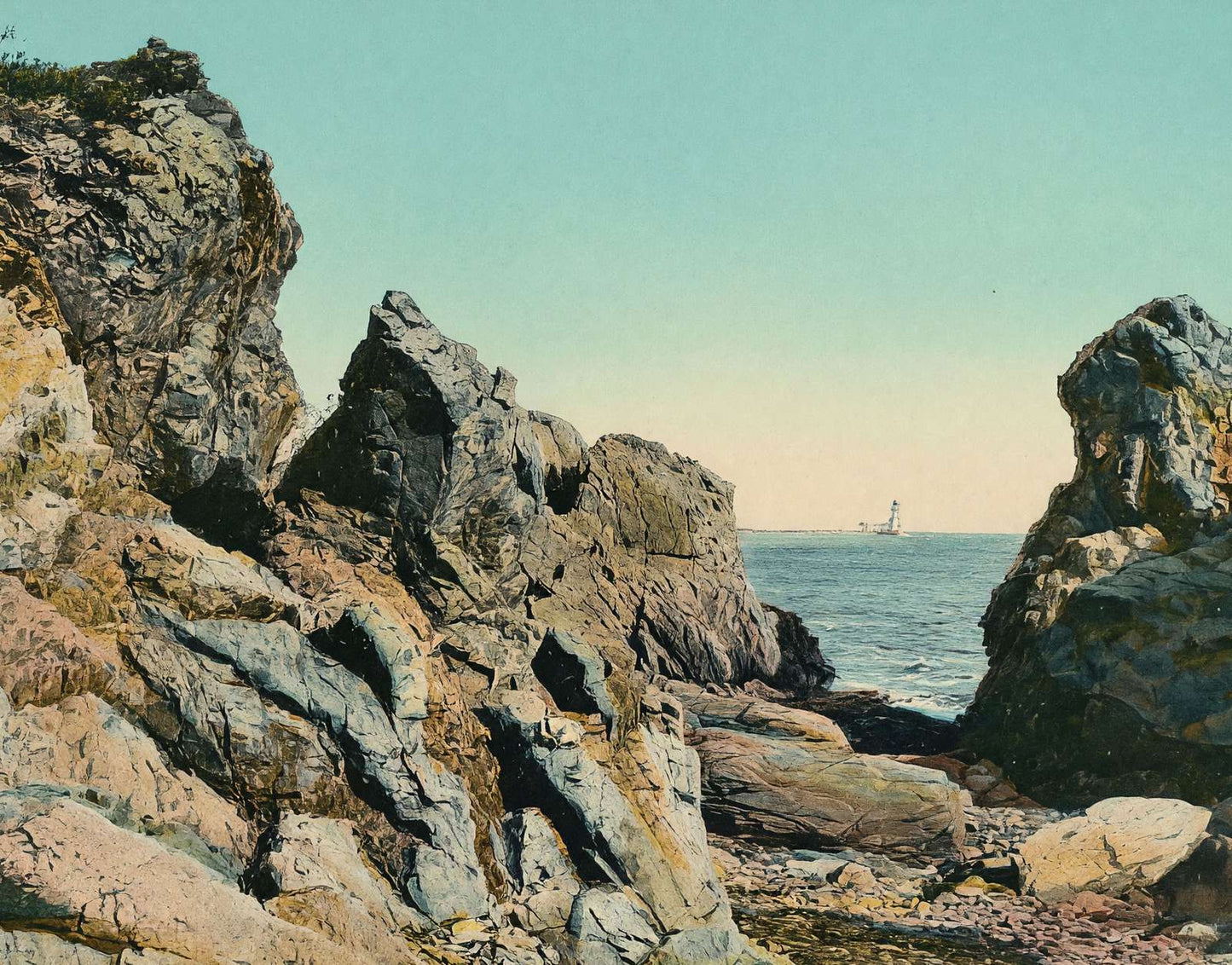 Rocky Shore at Delano Park Maine in 1908 Vintage Print (7 Sizes)