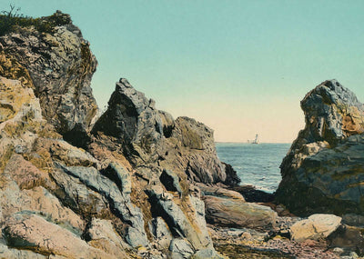 Rocky Shore at Delano Park Maine in 1908 Vintage Print (7 Sizes)