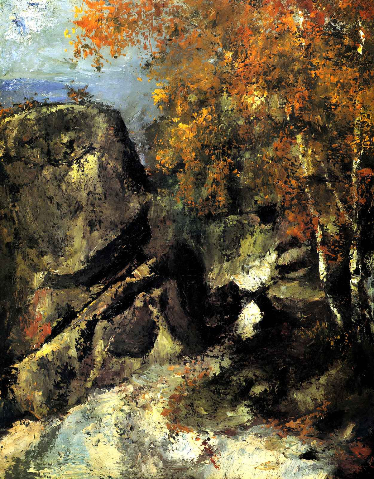 Rock in the Forest of Fontainbleau Art Print 1868 by Paul Cezanne (6 Sizes)