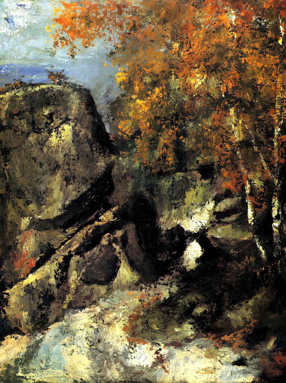 Rock in the Forest of Fontainbleau Art Print 1868 by Paul Cezanne (6 Sizes)
