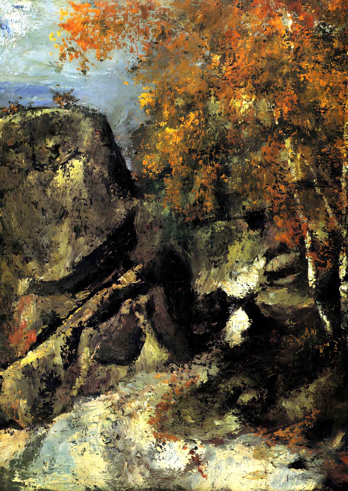 Rock in the Forest of Fontainbleau Art Print 1868 by Paul Cezanne (6 Sizes)