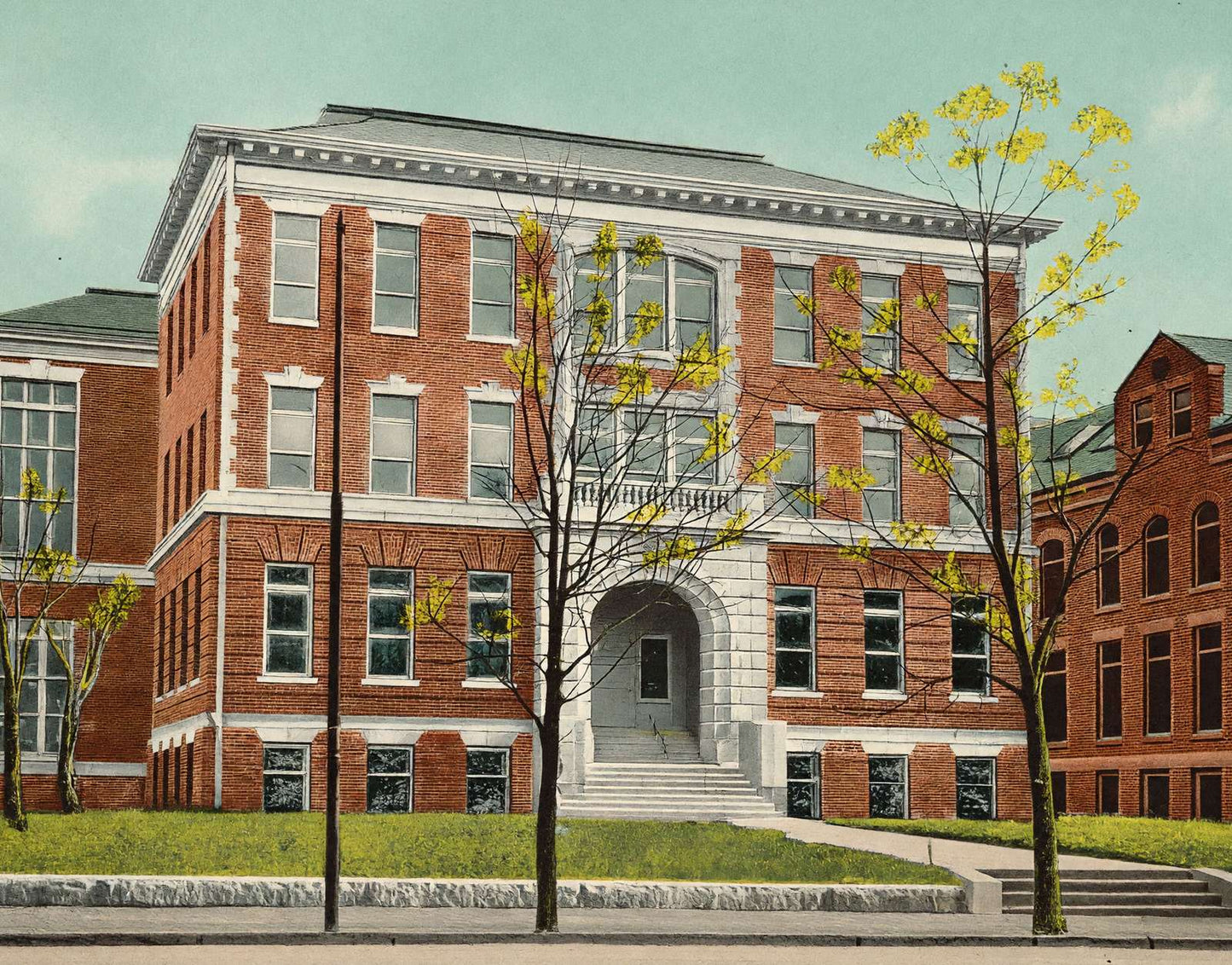 Rogers High School Newport RI in 1907 Vintage Print (7 Sizes) - Enhanced