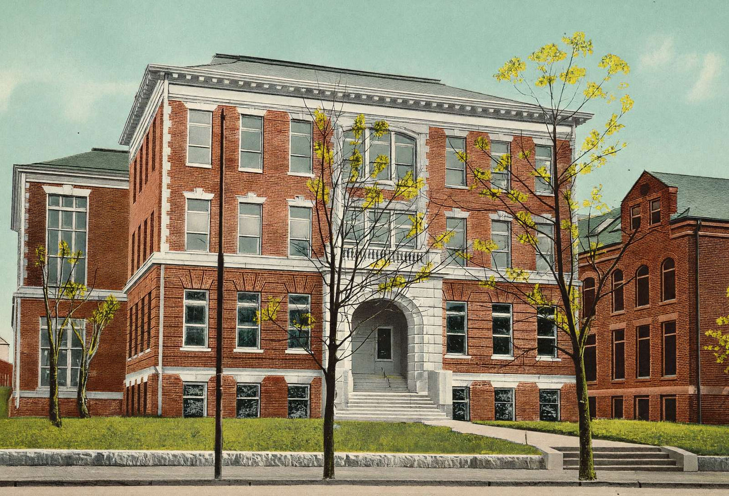 Rogers High School Newport RI in 1907 Vintage Print (7 Sizes) - Enhanced