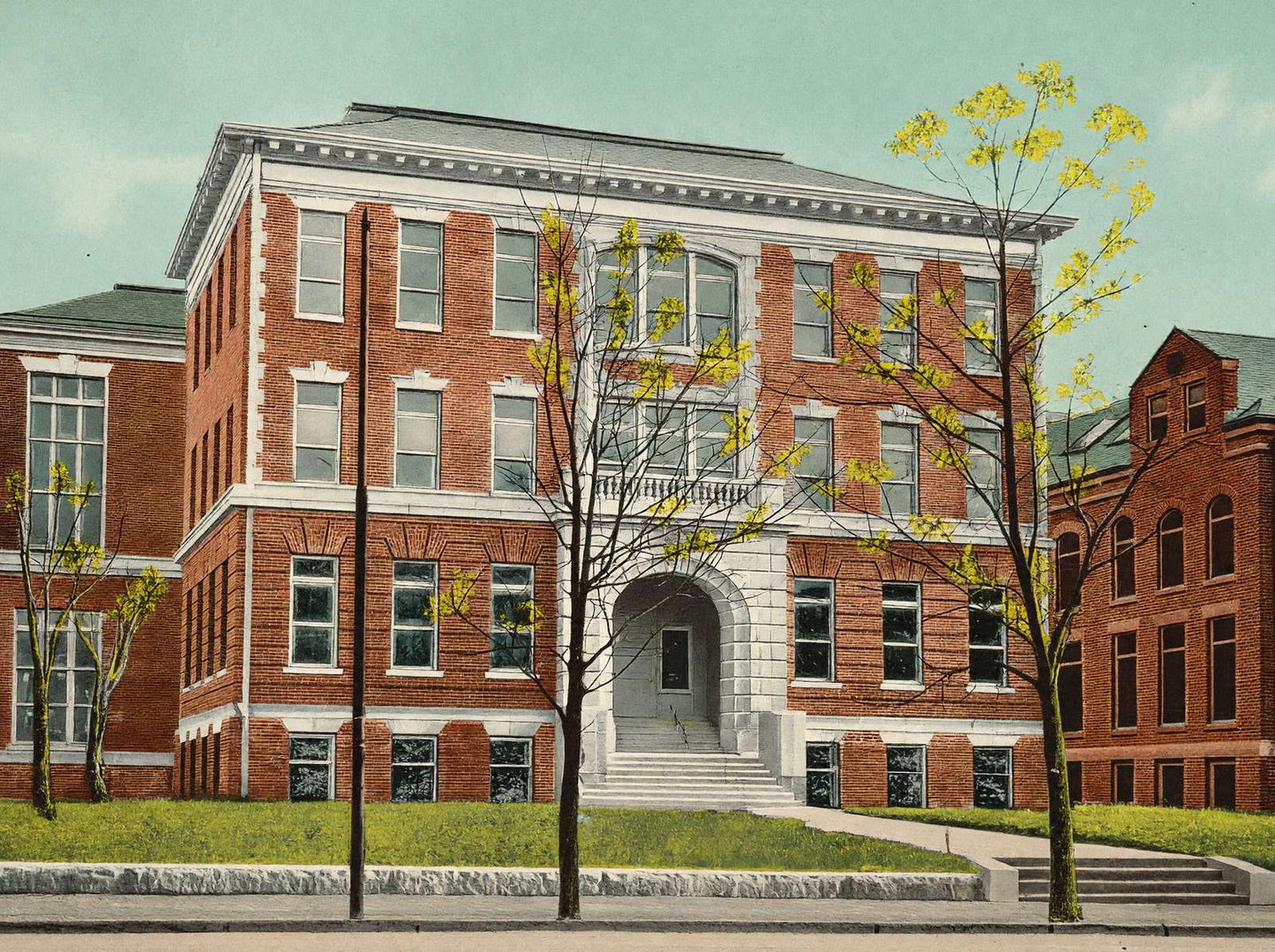 Rogers High School Newport RI in 1907 Vintage Print (7 Sizes) - Enhanced