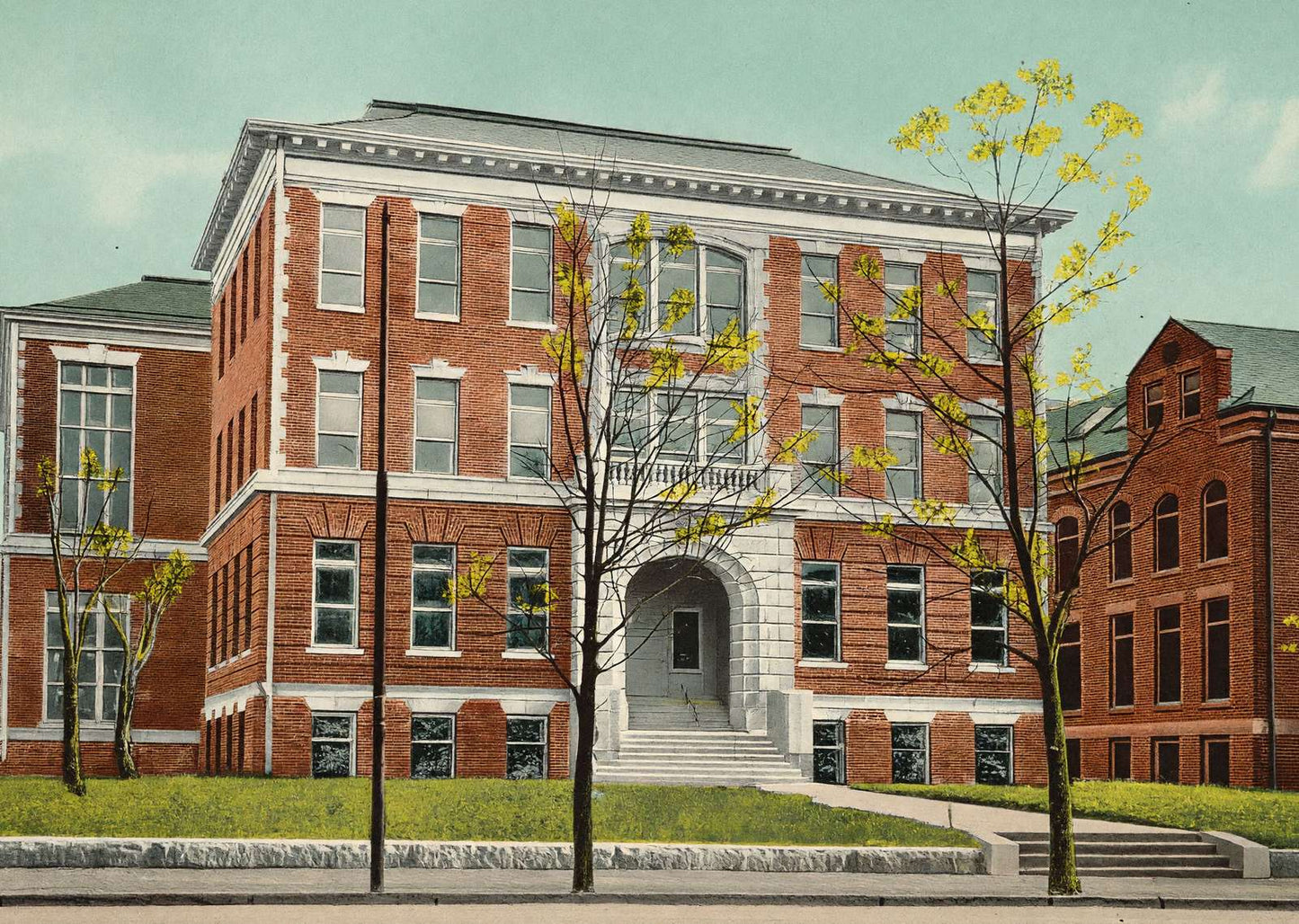 Rogers High School Newport RI in 1907 Vintage Print (7 Sizes) - Enhanced