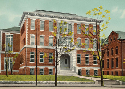 Rogers High School Newport RI in 1907 Vintage Print (7 Sizes) - Enhanced