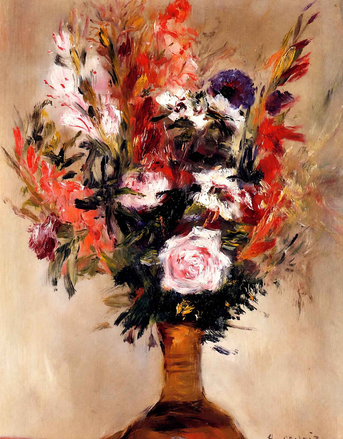 Roses in a Vase Art Print 1872 Painting by Pierre-Auguste Renoir (6 Sizes)