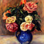 Roses in a Blue Vase fine art print by Pierre-Auguste Renoir (1900)