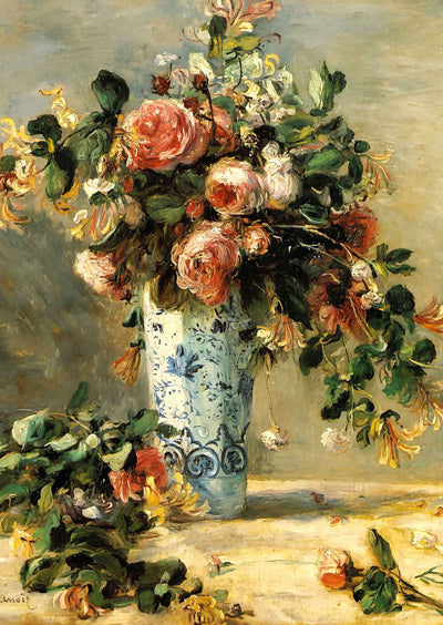 Roses and Jasmine in a Delft Vase Art Print 1881 by Renoir (6 Sizes)