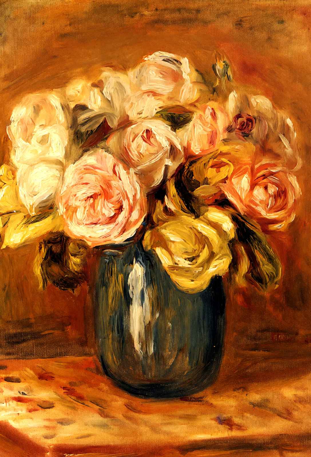 Roses in a Blue Vase 1906 Painting by Pierre-Auguste Renoir Art Print (6 Sizes)