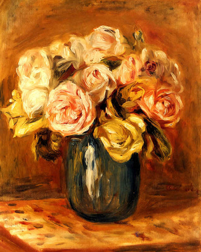 Roses in a Blue Vase (1906) art print by Pierre-Auguste Renoir (1906)