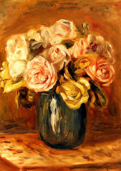 Roses in a Blue Vase 1906 Painting by Pierre-Auguste Renoir Art Print (6 Sizes)