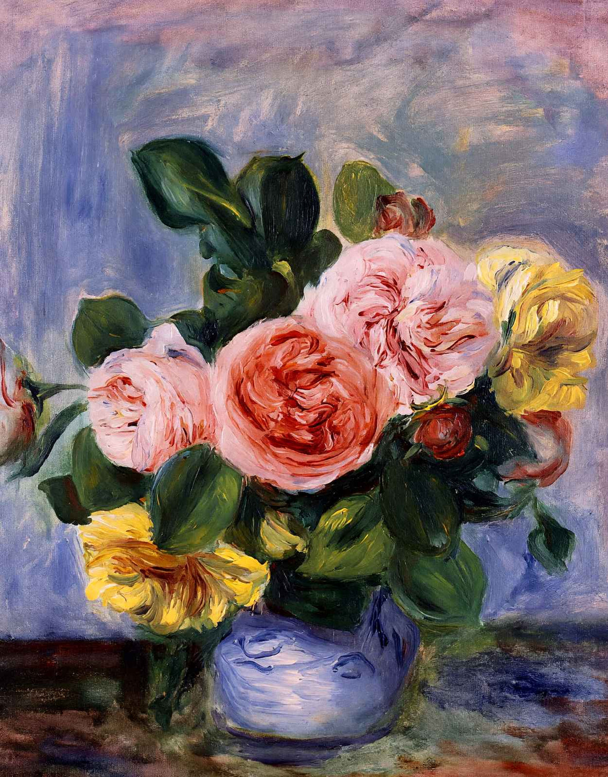 Roses in a Vase Art Print Painting by Pierre-Auguste Renoir (6 Sizes) - Restored