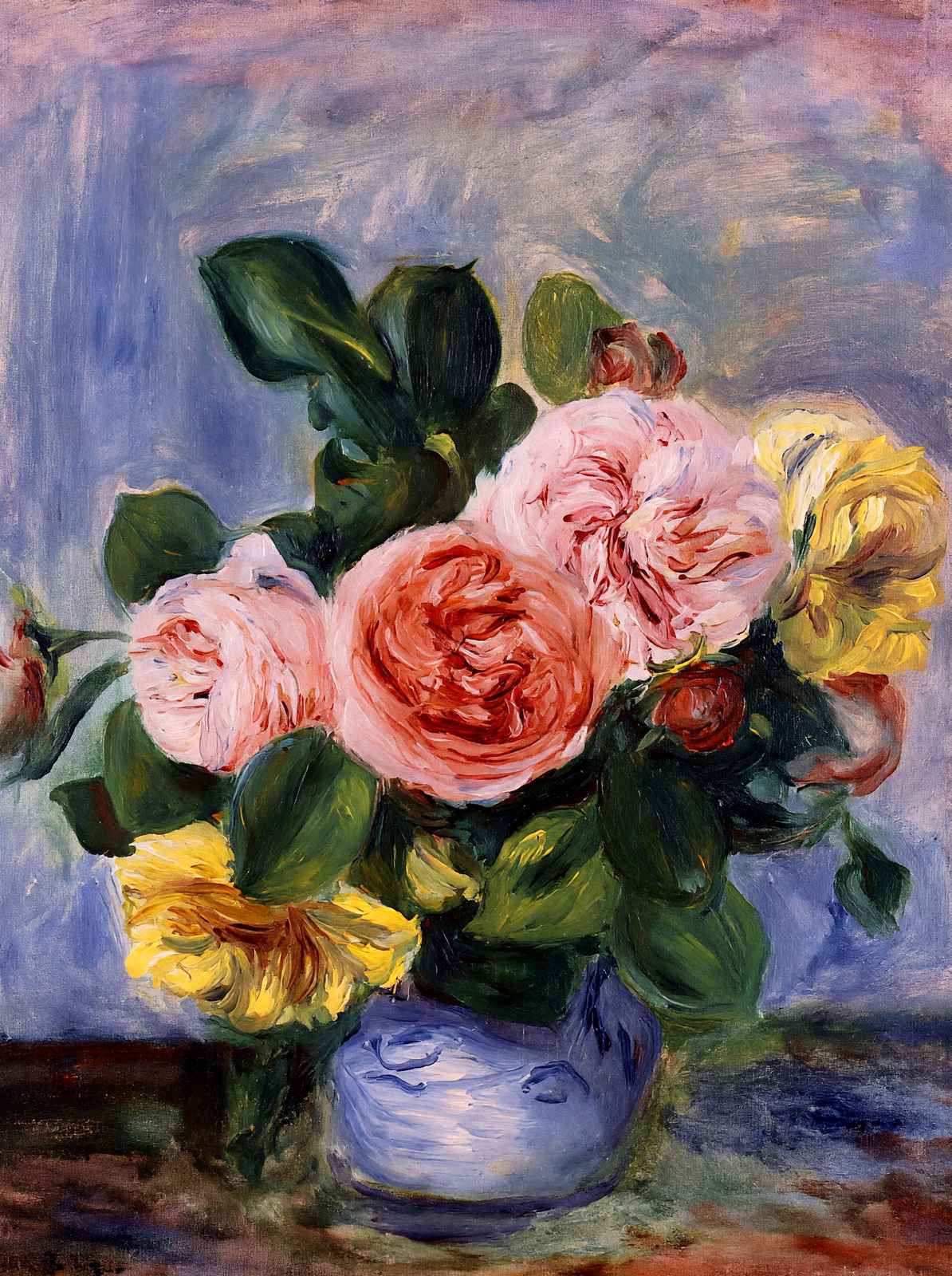 Roses in a Vase Art Print Painting by Pierre-Auguste Renoir (6 Sizes) - Restored