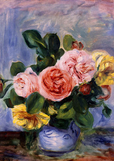 Roses in a Vase Art Print Painting by Pierre-Auguste Renoir (6 Sizes) - Restored