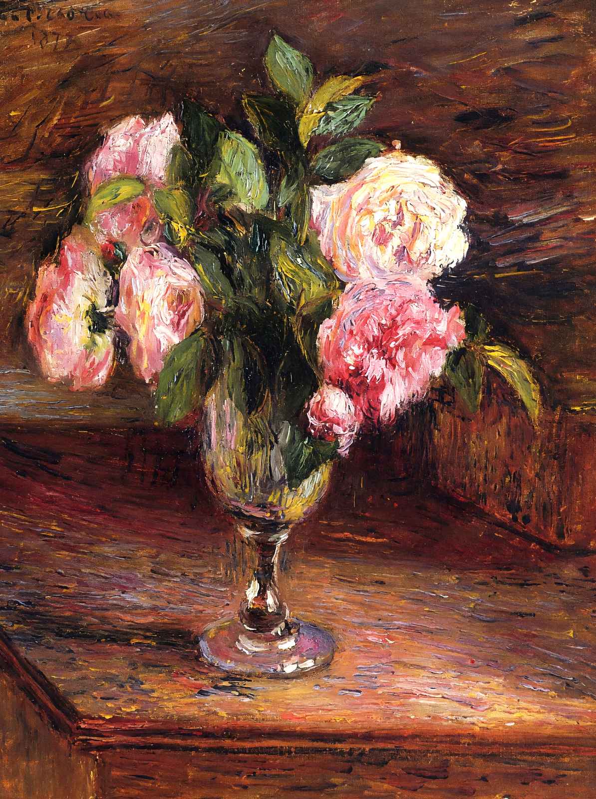 Roses in a Glass 1877 Painting by Camille Pissarro Art Print (6 Sizes)
