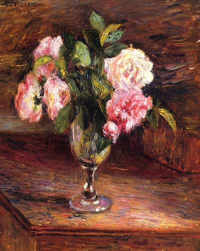 Roses in a Glass fine art print by Camille Pissarro (1877)