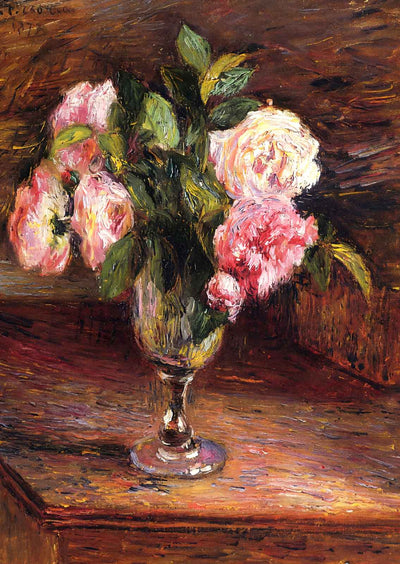 Roses in a Glass 1877 Painting by Camille Pissarro Art Print (6 Sizes)