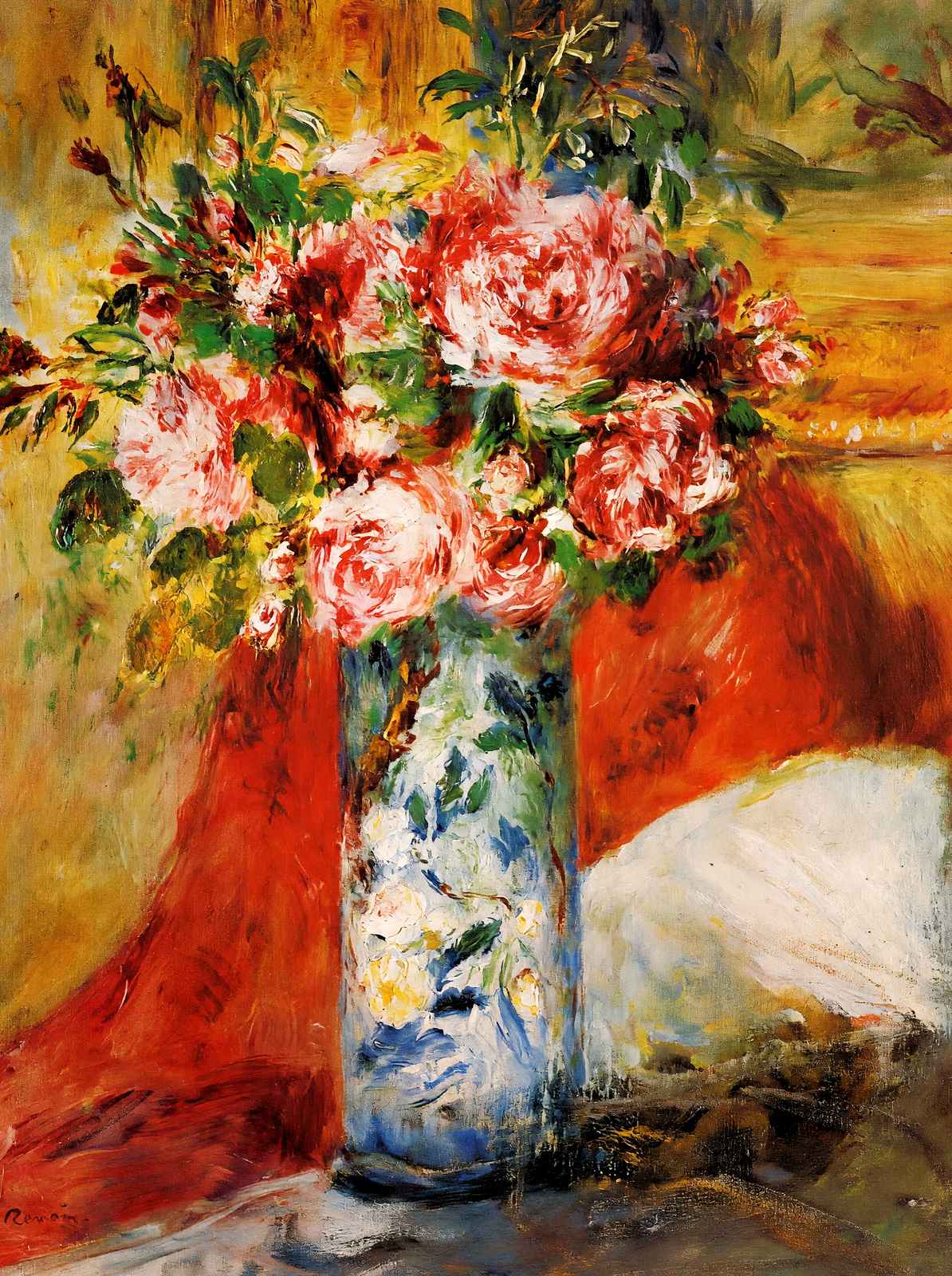 Roses in a Vase Art Print 1876 Painting by Pierre-Auguste Renoir (6 Sizes)