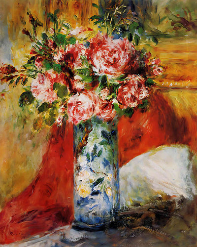 Roses in a Vase () Painting by Pierre-Auguste Renoir 8x10" Art Print - Restored