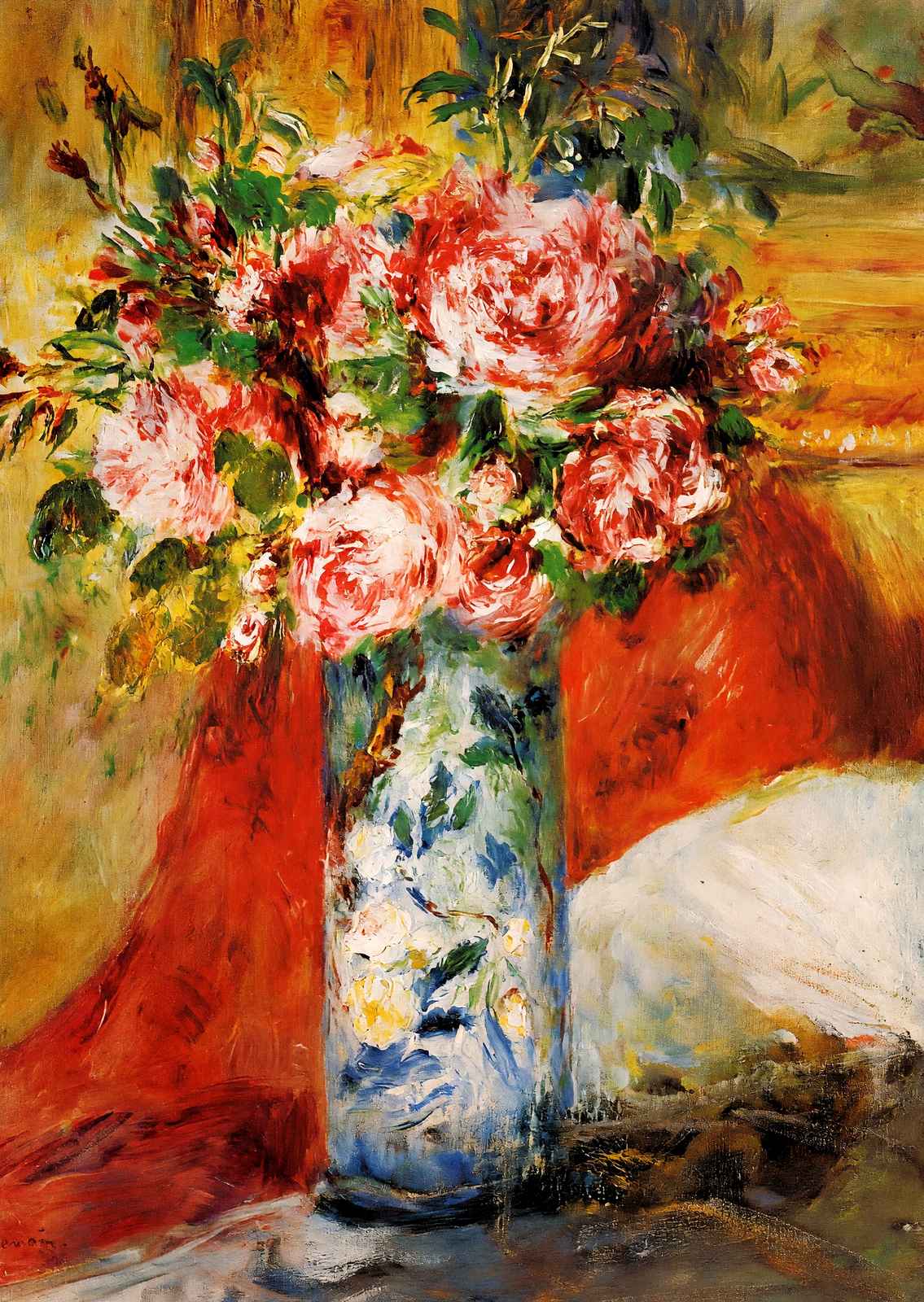 Roses in a Vase Art Print 1876 Painting by Pierre-Auguste Renoir (6 Sizes)