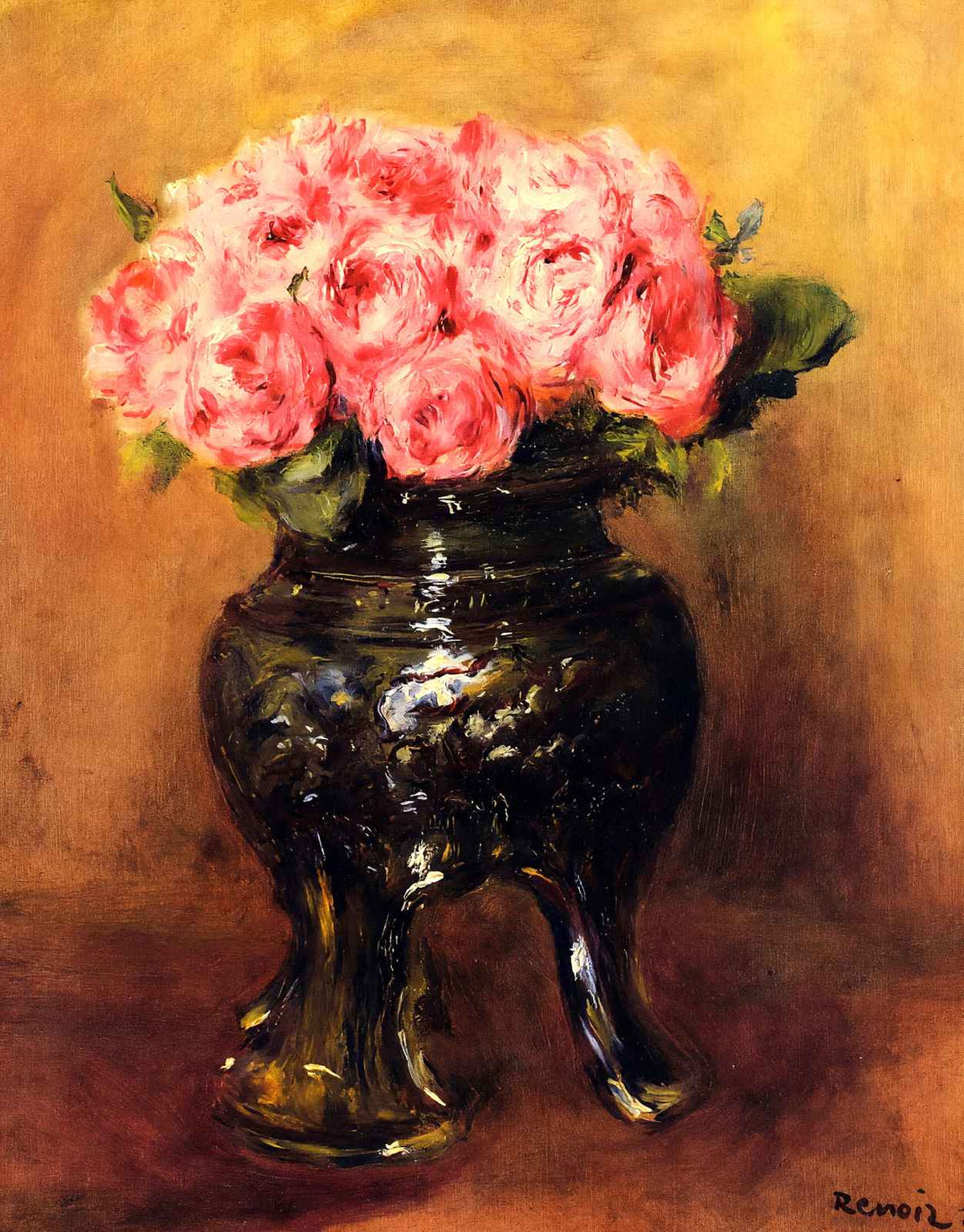 Roses in a China Vase Art Print 1876 Painting by Pierre-Auguste Renoir (6 Sizes)