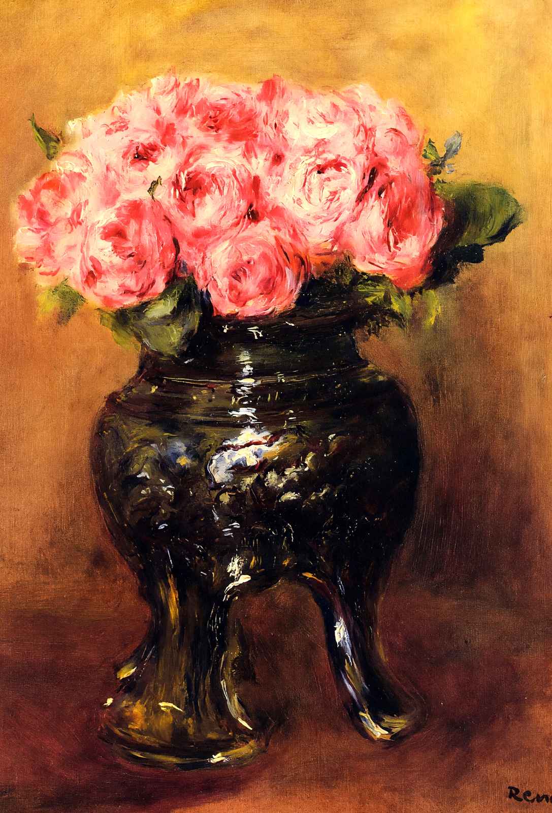 Roses in a China Vase Art Print 1876 Painting by Pierre-Auguste Renoir (6 Sizes)