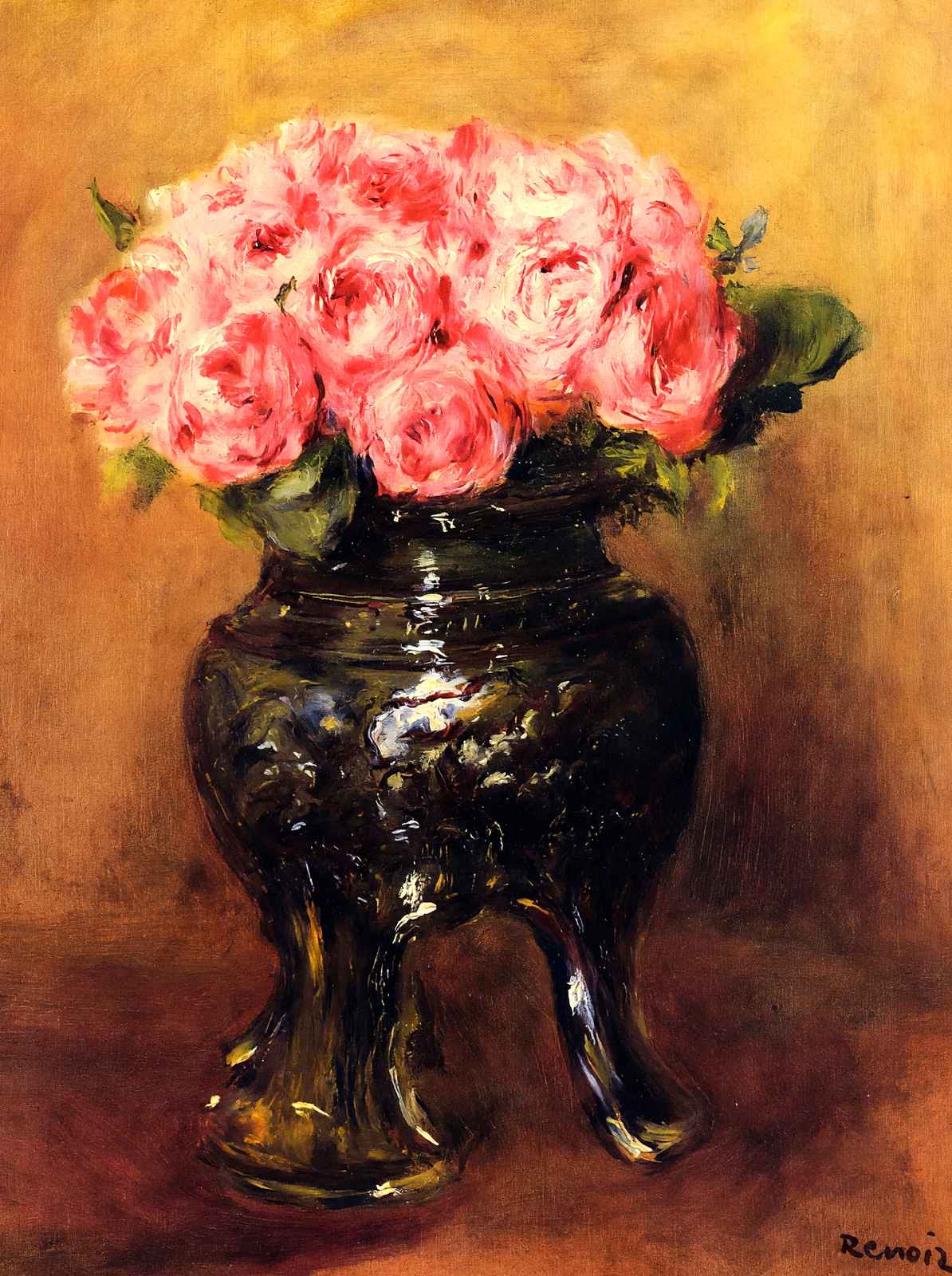 Roses in a China Vase Art Print 1876 Painting by Pierre-Auguste Renoir (6 Sizes)