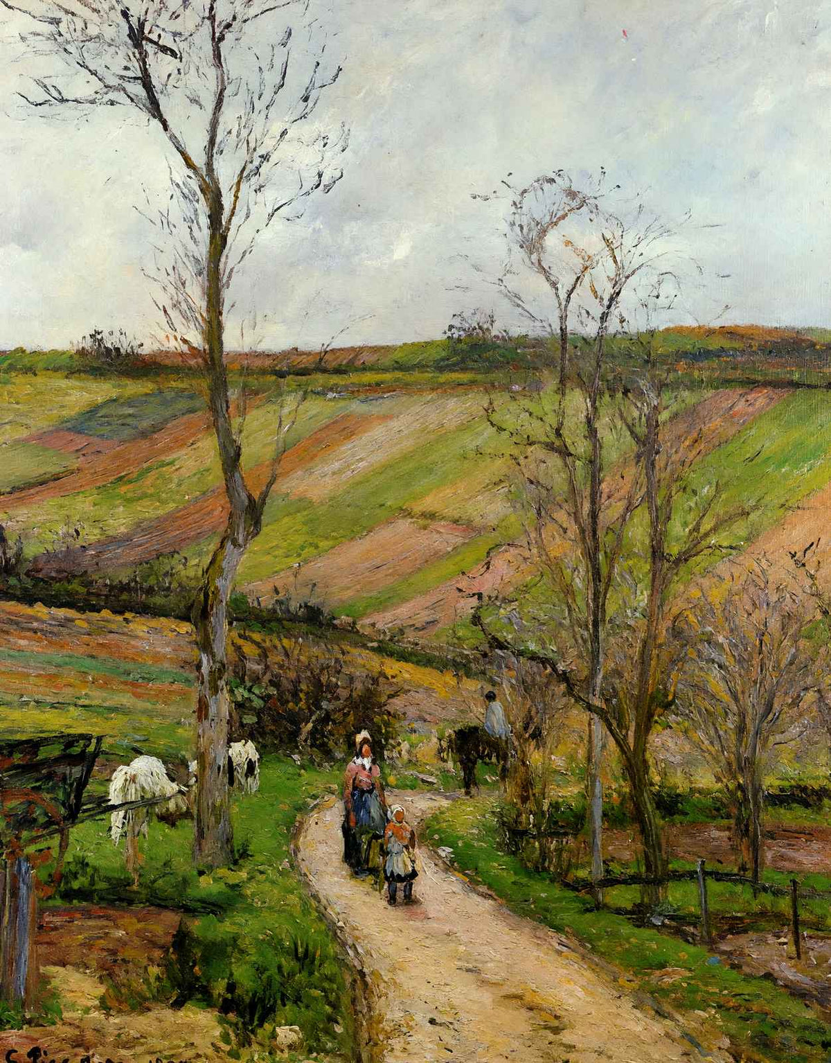 Route Du Fond in Hermitage, Pontoise 1877 by Pissarro Art Print (6 Sizes)