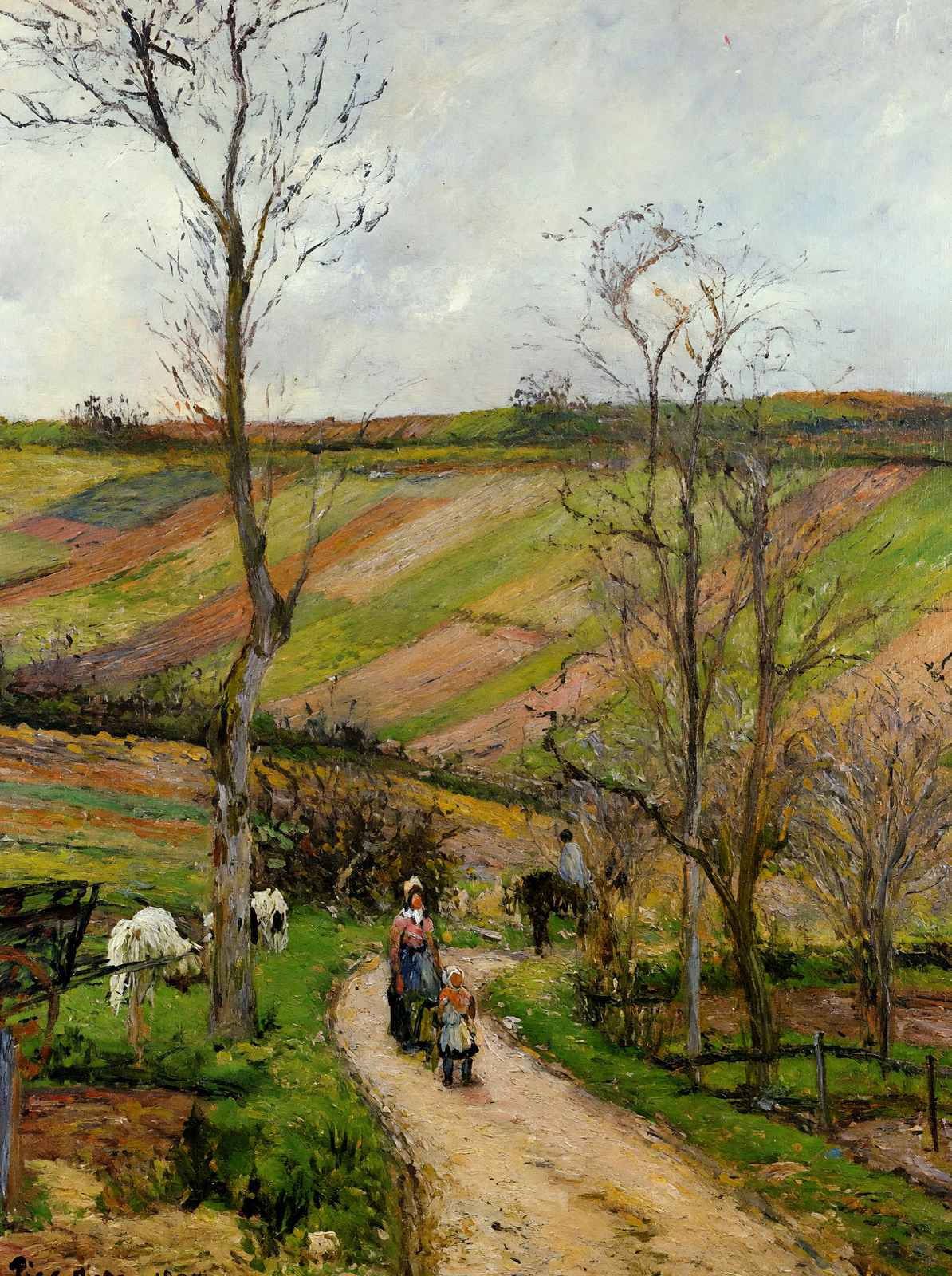 Route Du Fond in Hermitage, Pontoise 1877 by Pissarro Art Print (6 Sizes)
