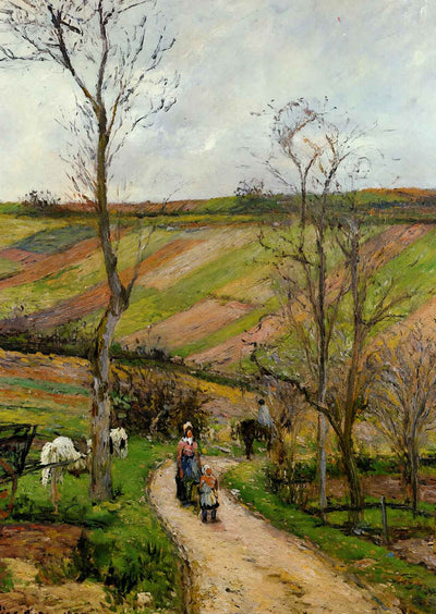 Route Du Fond in Hermitage, Pontoise 1877 by Pissarro Art Print (6 Sizes)