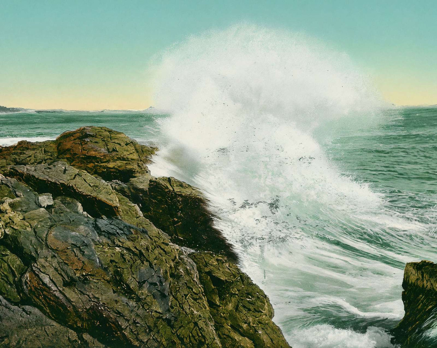 Rough Seas Off the Maine Coast in 1908 vintage print