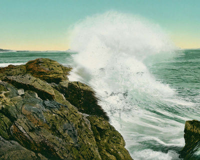 Rough Seas Off the Maine Coast in 1908 vintage print