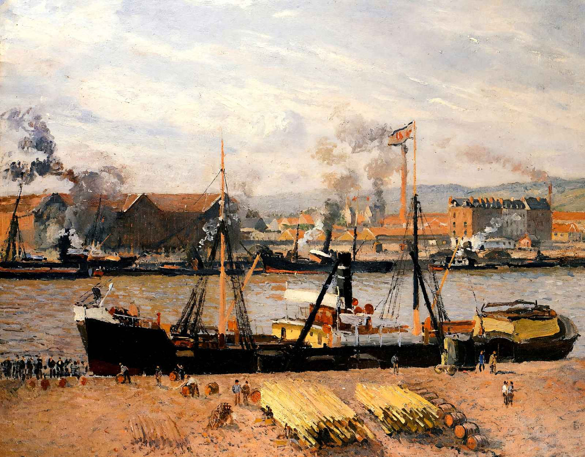 Rouen Port, Unloading Wood Fine Art Print 1898 by Camille Pissarro (6 Sizes)