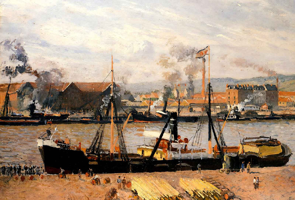 Rouen Port, Unloading Wood Fine Art Print 1898 by Camille Pissarro (6 Sizes)