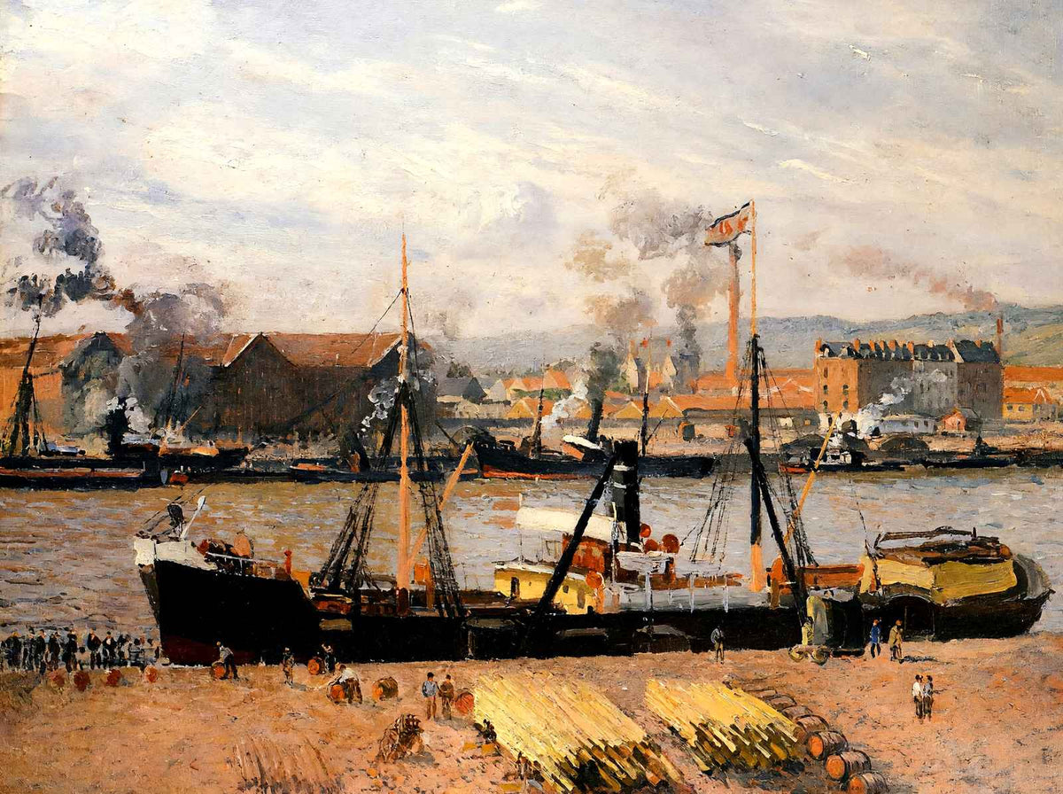 Rouen Port, Unloading Wood Fine Art Print 1898 by Camille Pissarro (6 Sizes)